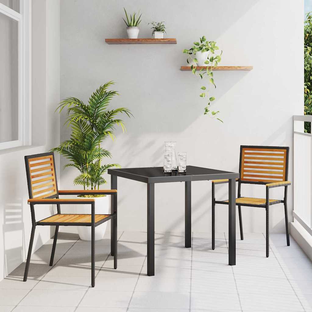 Hage stabelstoler 2 pcs Brun og svart