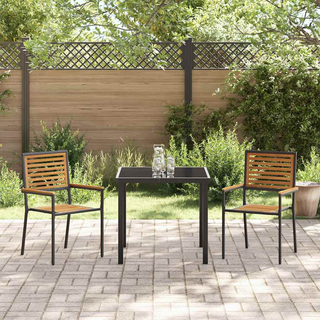 Hage stabelstoler 2 pcs Brun og svart