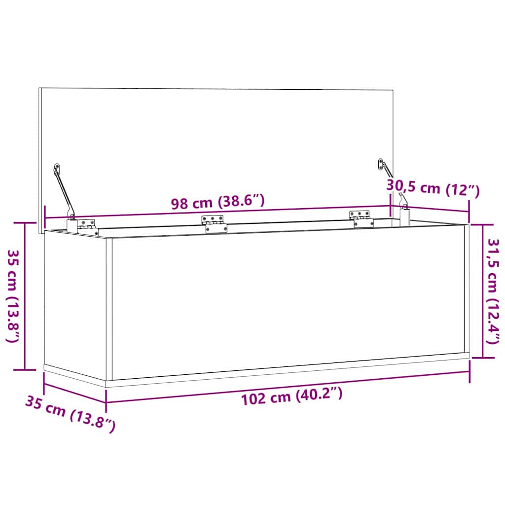 Lagringsboks Artisan Eik 102 x 35 x 35 cm Konstruert tre