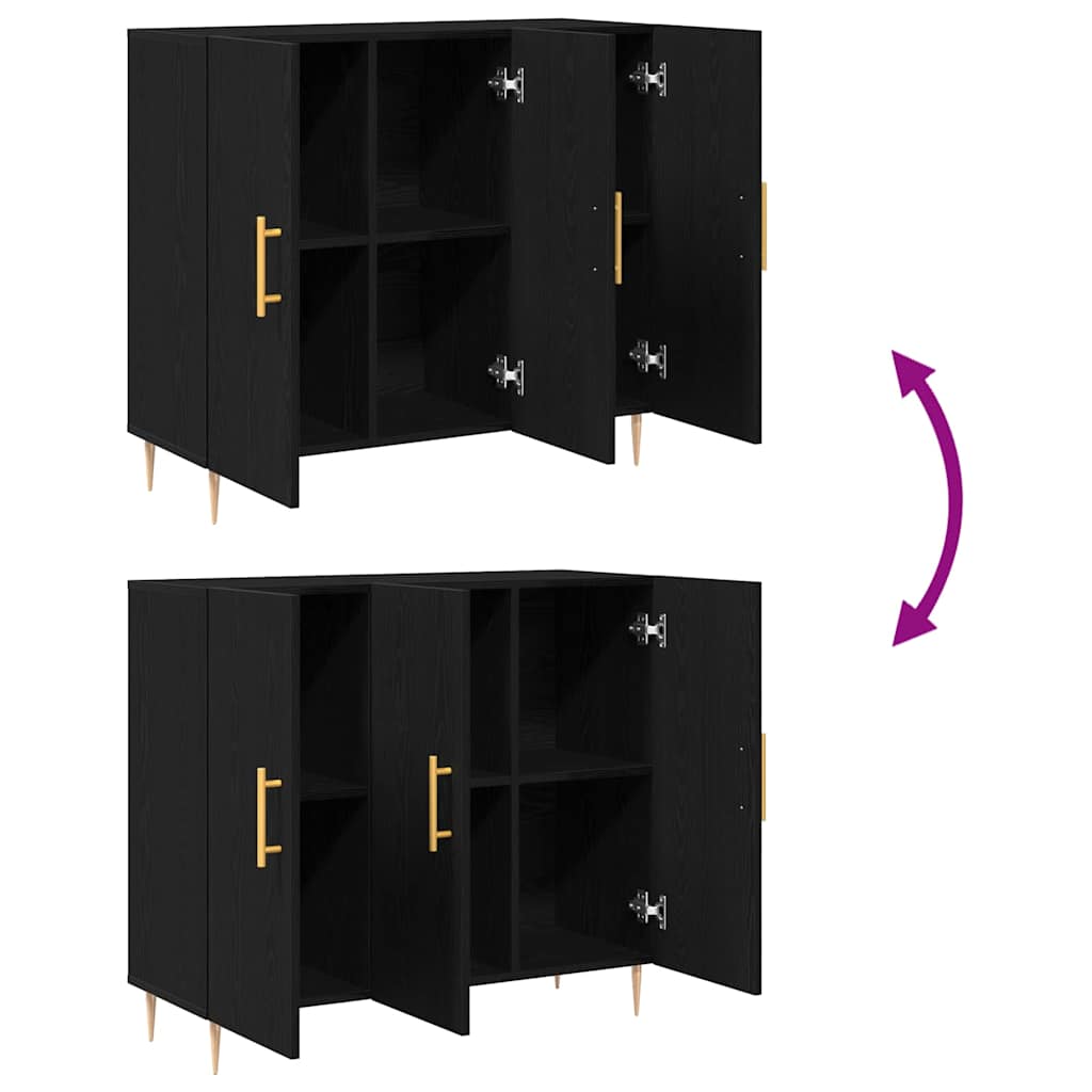 Serviesskap Svart Eik 90 x 34 x 80 cm Konstruert tre