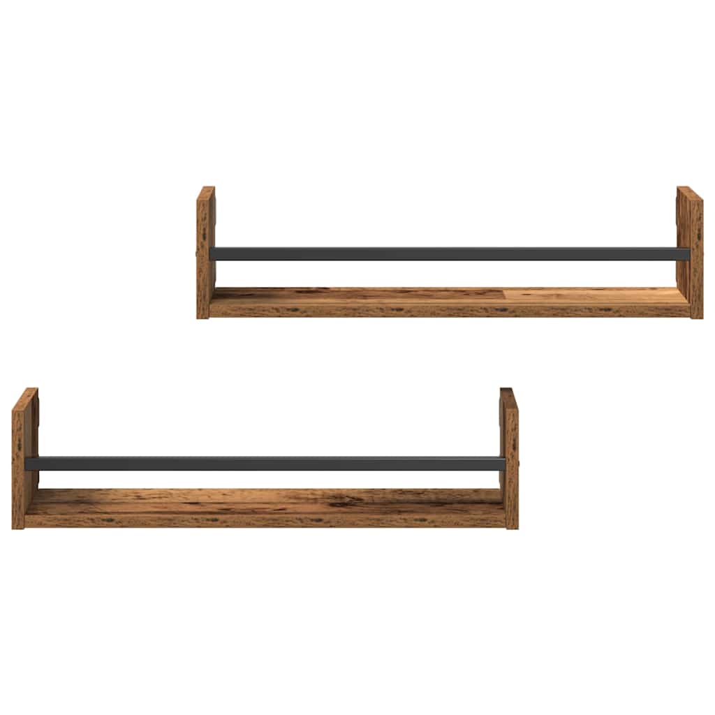 Vegghylle 2 pcs Gammelt tre 60 x 16 x 14 cm Konstruert tre