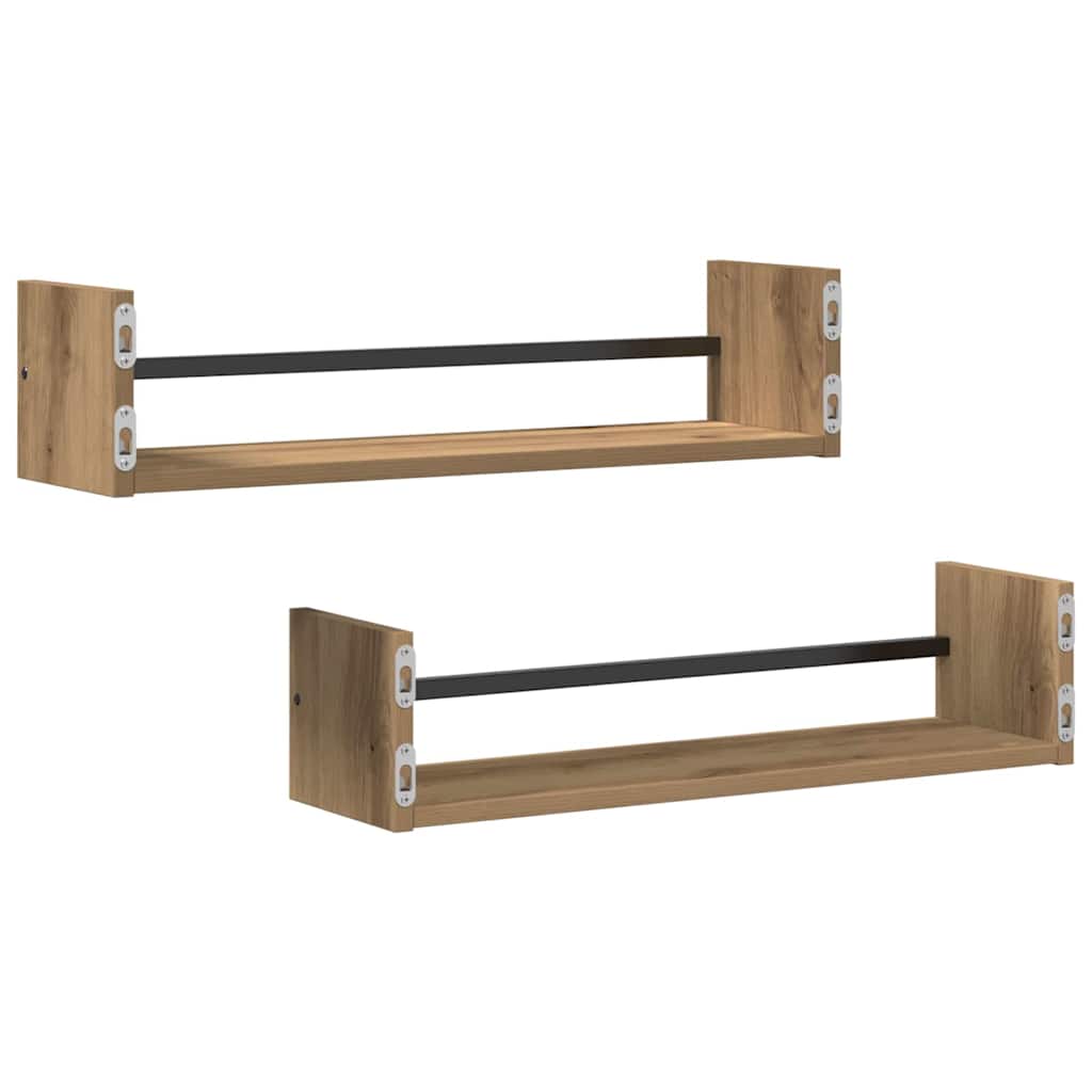 Vegghylle Veggmontert 2 pcs Artisan Eik 60 x 16 x 14 cm