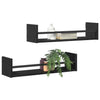 Vegghylle 2 pcs Svart eik 60 x 16 x 14 cm Konstruert tre
