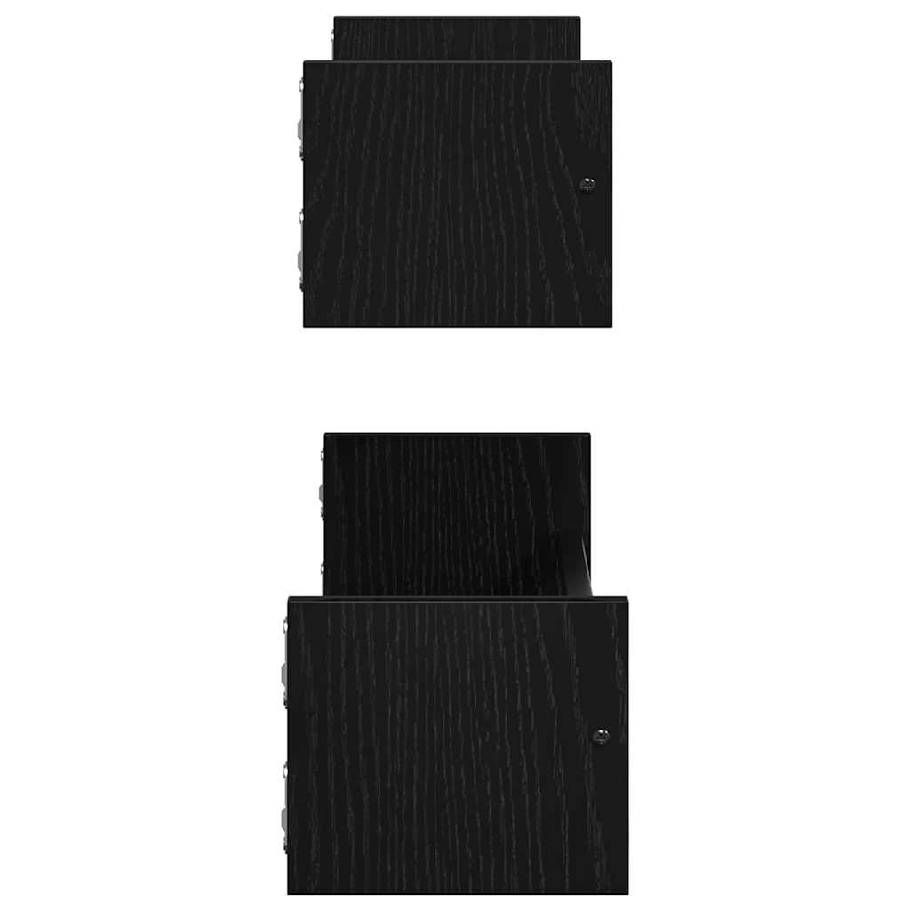 Vegghylle 2 pcs Svart eik 60 x 16 x 14 cm Konstruert tre