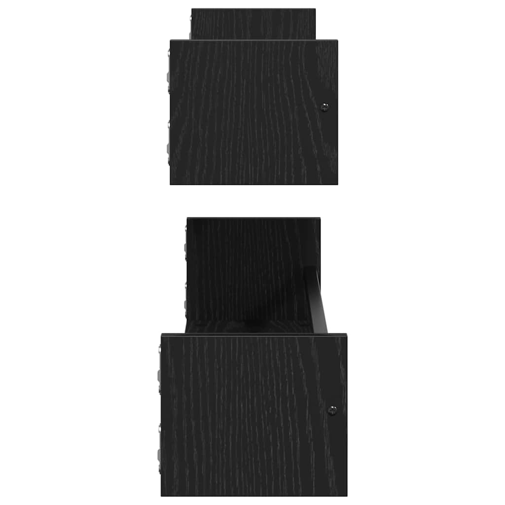 Vegghylle 2 pcs Svart eik 80 x 16 x 14 cm Konstruert tre