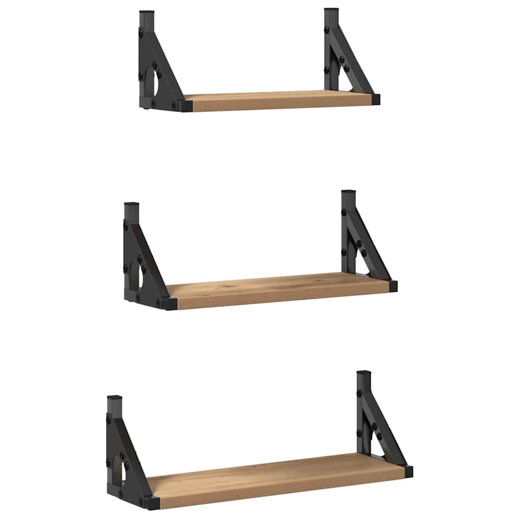 Vegghylle Veggmontert 3 pcs Røyk Eik 37 x 12 x 13 cm