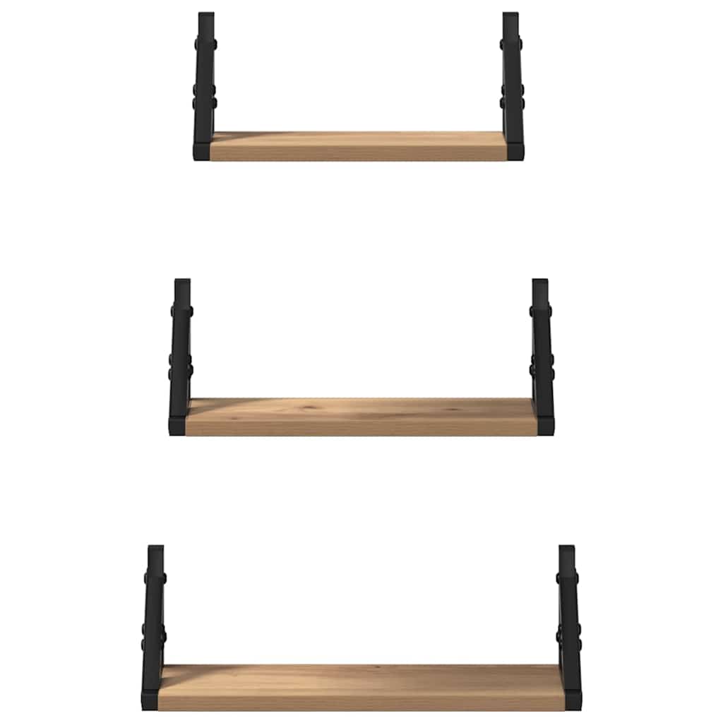 Vegghylle Veggmontert 3 pcs Røyk Eik 37 x 12 x 13 cm