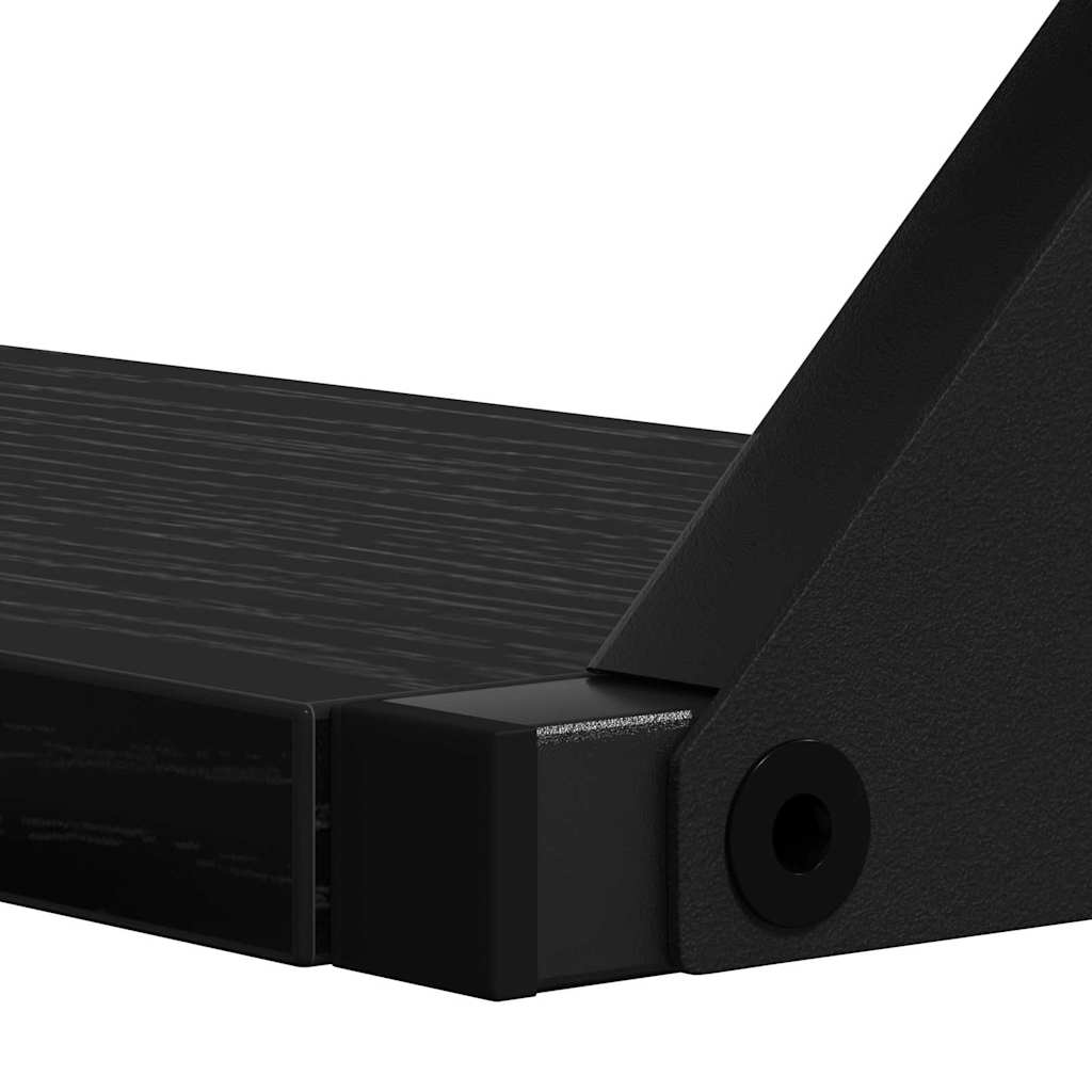 Vegghyllesett 3 pcs Svart eik 37 x 12 x 13 cm Konstruert tre