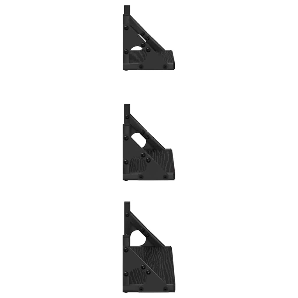 Vegghylle Veggmontert med lagring 3 pcs Svart Eik
