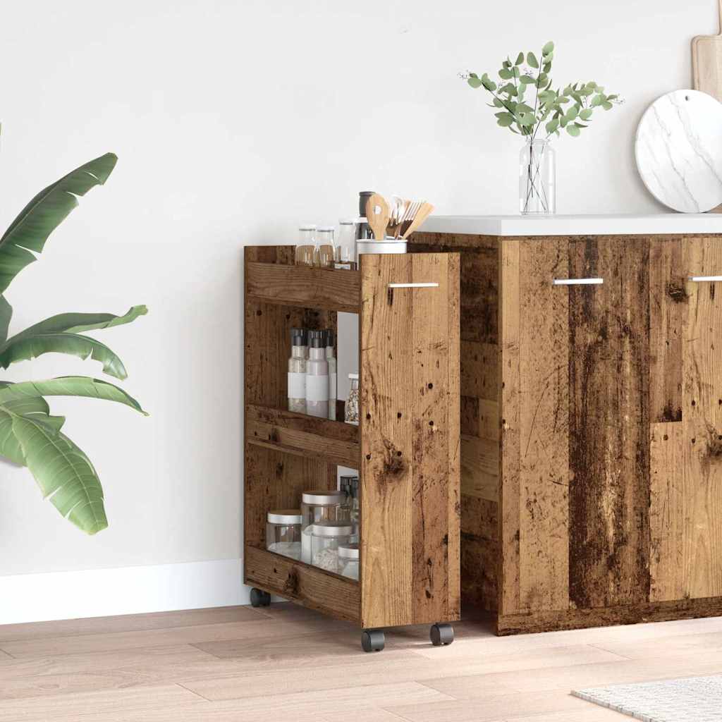 Kabinett med hjul Gammelt tre 60 x 22 x 79 cm