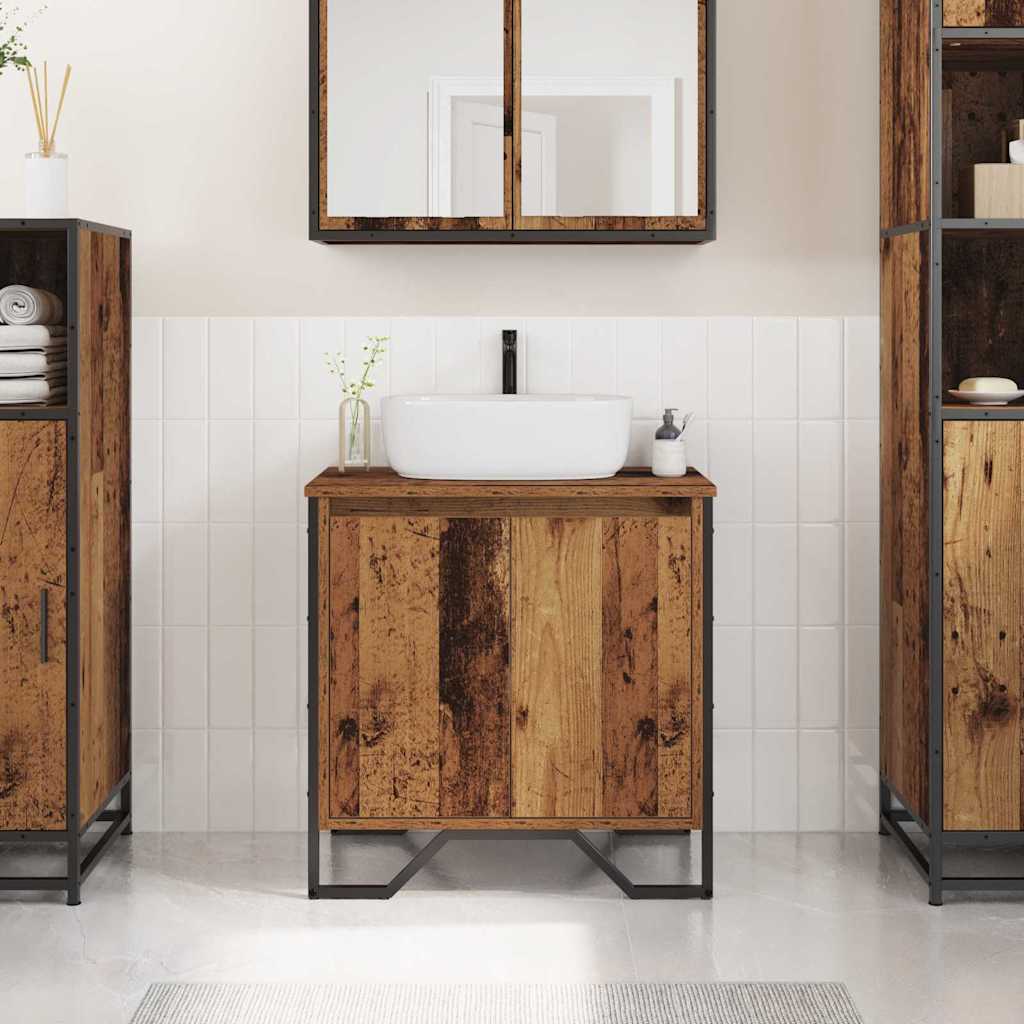 Sink Cabinet med dør Gamle tre 60 x 35 x 60 cm Konstruert tre