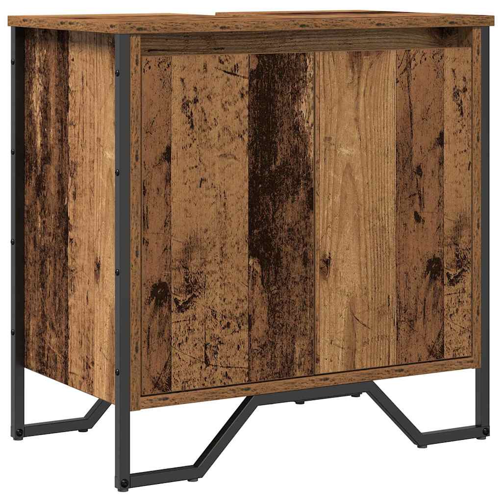Sink Cabinet med dør Gamle tre 60 x 35 x 60 cm Konstruert tre