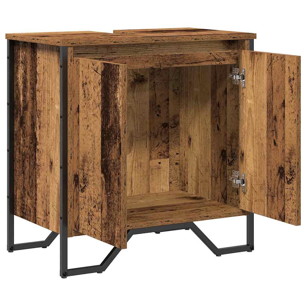 Sink Cabinet med dør Gamle tre 60 x 35 x 60 cm Konstruert tre