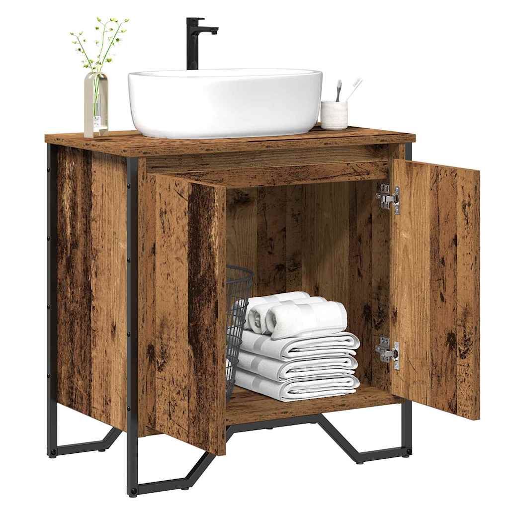 Sink Cabinet med dør Gamle tre 60 x 35 x 60 cm Konstruert tre