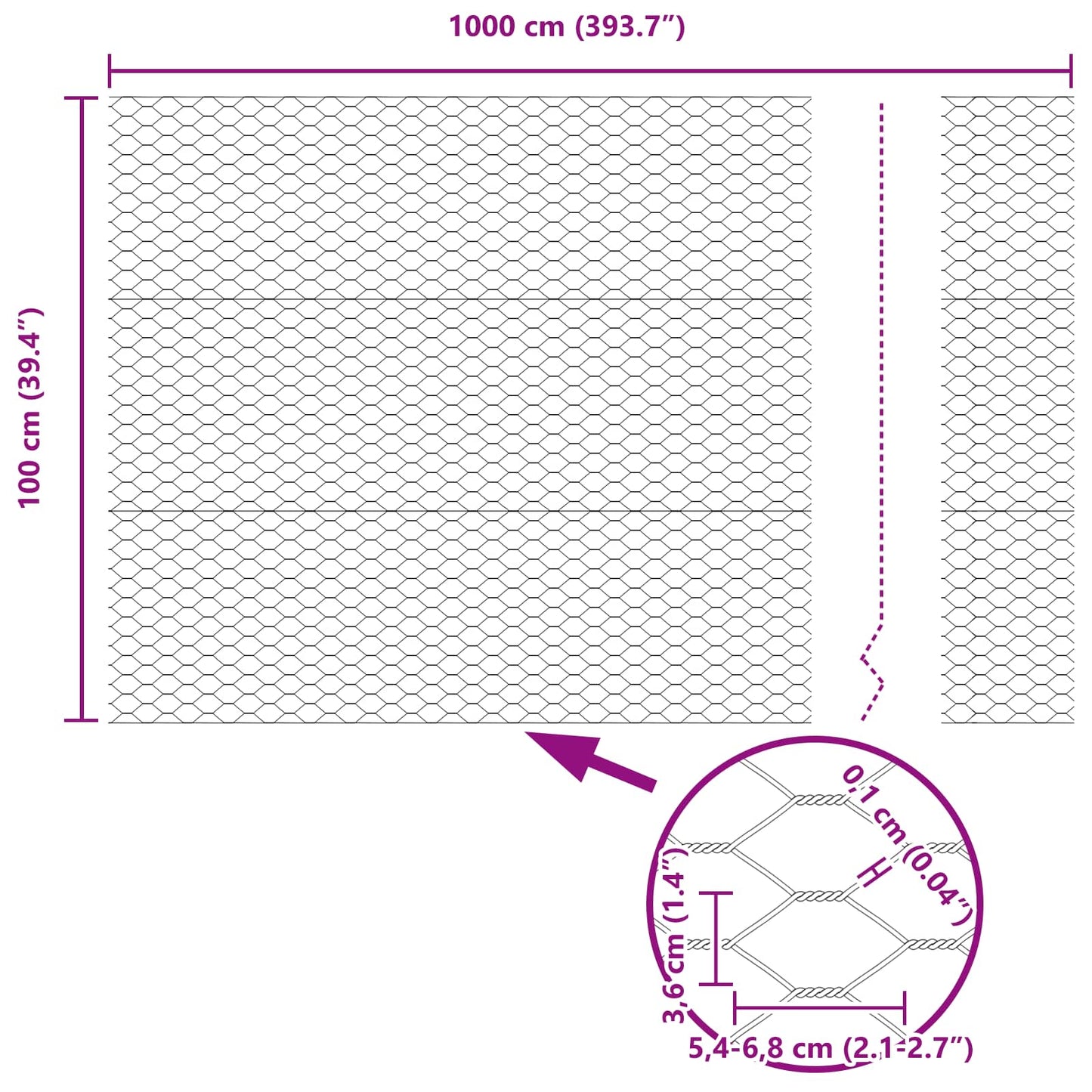 Sekskantet gjerde grønn 1 x 10 m PVC vidaXL