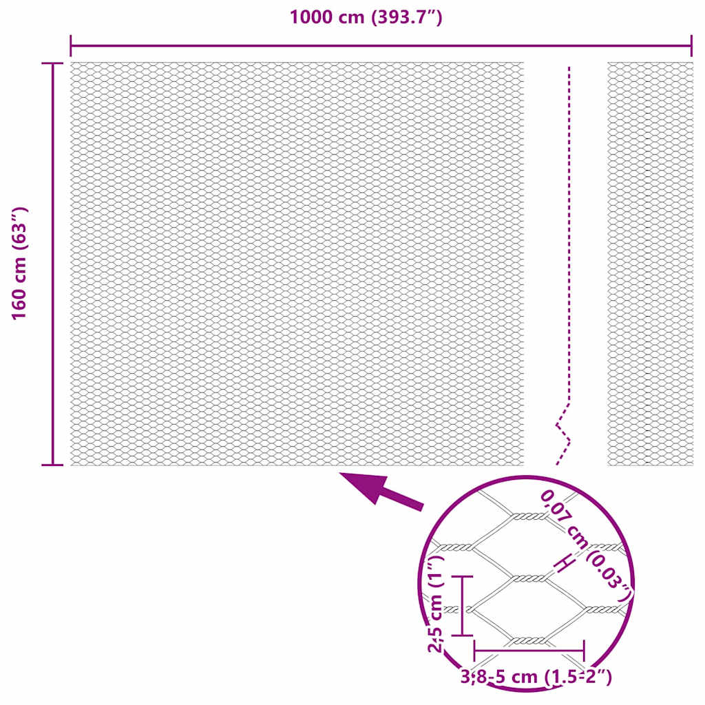 Sekskantet gjerde Grå 1,6 x 10 m PVC