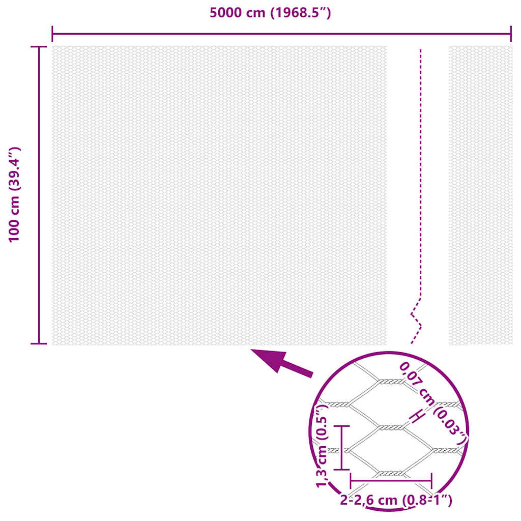 Sekskantet gjerde Grå 1 x 50 m PVC