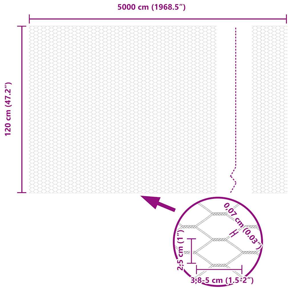 Sekskantet gjerde Grå 1,2 x 50 m PVC