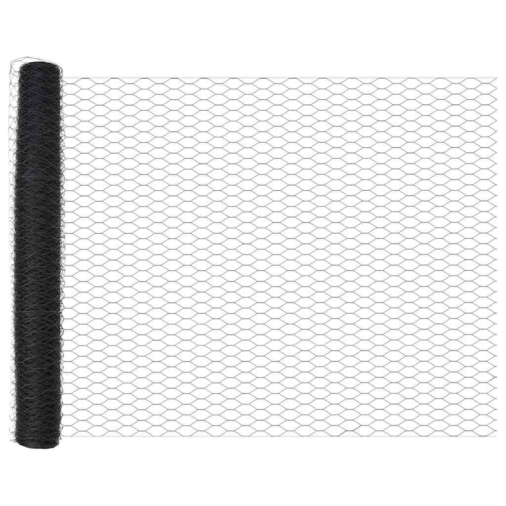 Sekskantet gjerde Grå 1 x 100 m PVC