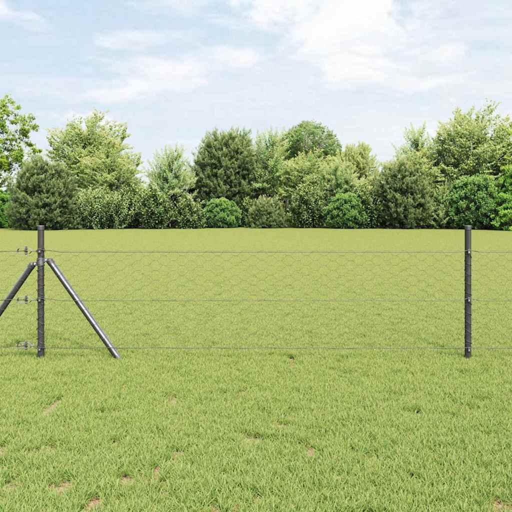 Sekskantet gjerde Grå 1,2 x 100 m PVC