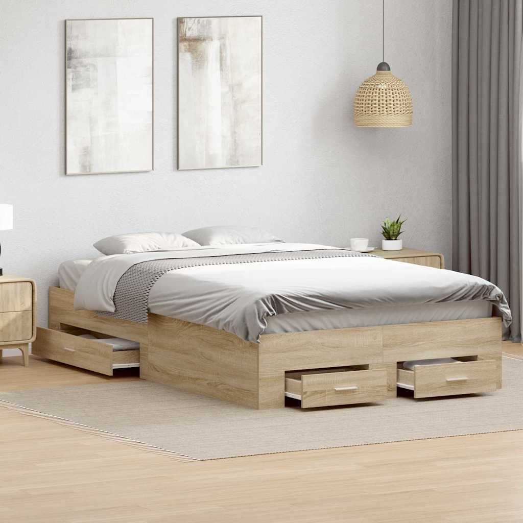 Sengestamme med skuff Brun 120 x 190 cm Konstruert tre vidaXL