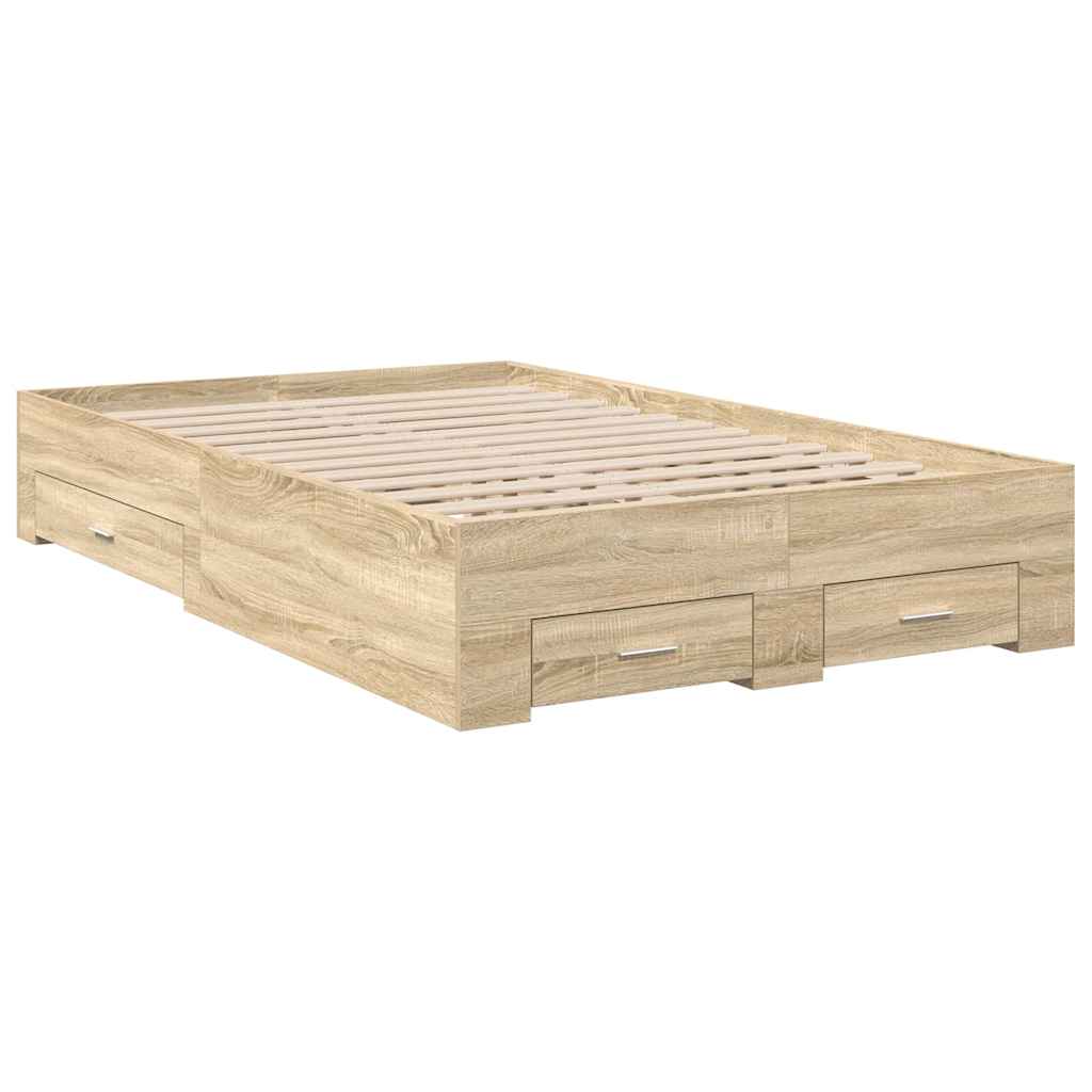 Sengestamme med skuff Brun 120 x 190 cm Konstruert tre vidaXL