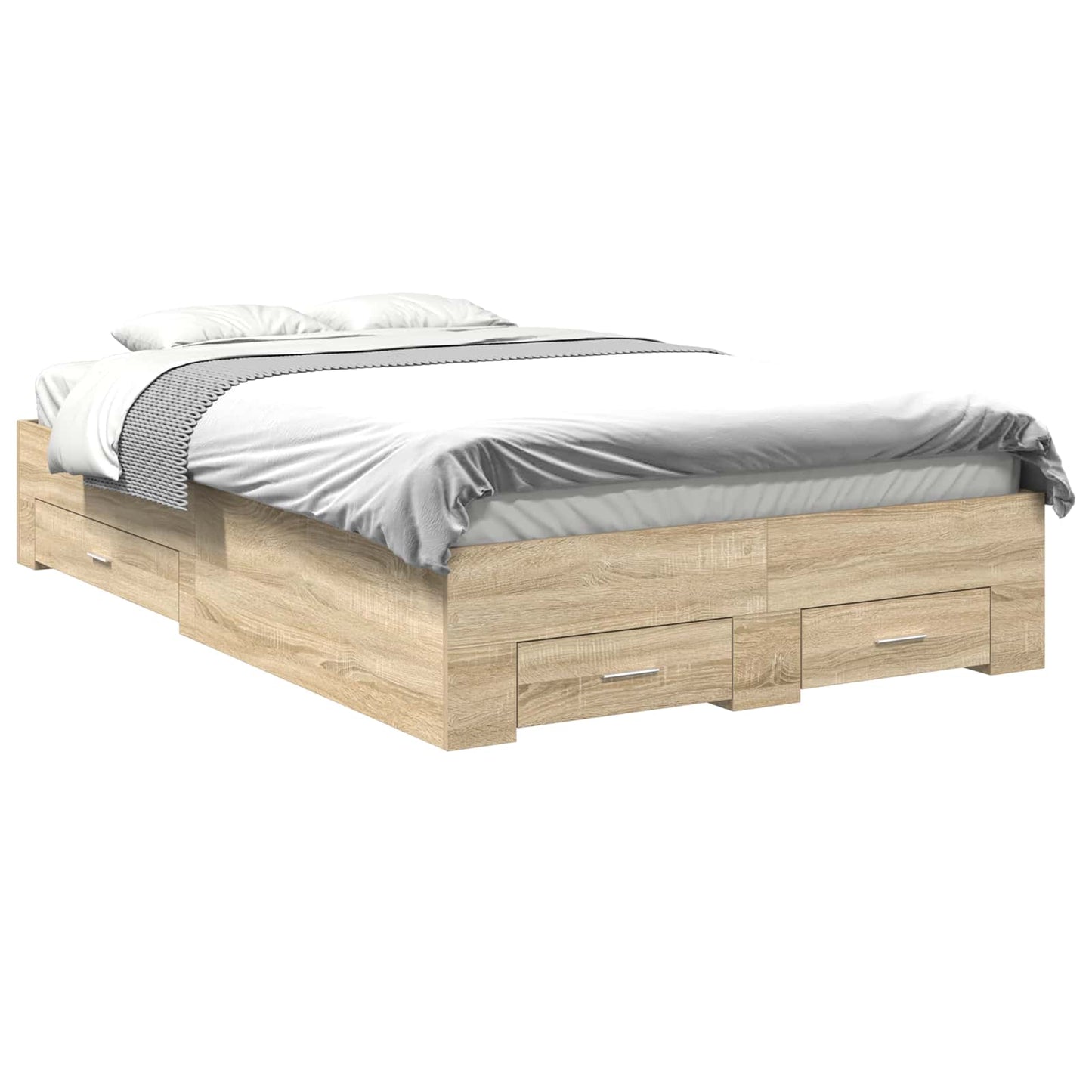 Sengestamme med skuff Brun 140 x 200 cm Konstruert tre