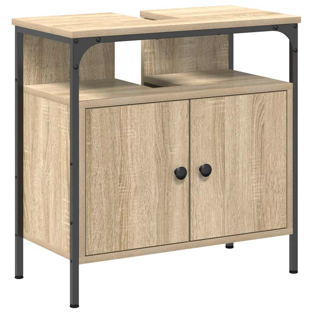 Baderomsinnredningssett med hylle 3 pcs Brun Konstruert tre