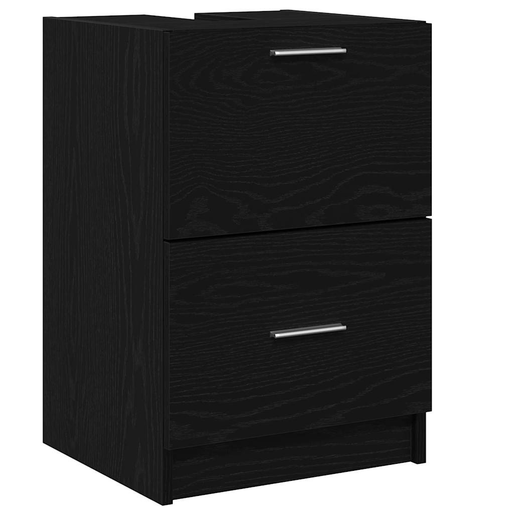 Baderomsskap med skuff Svart Eik 40 x 37 x 59 cm Konstruert tre
