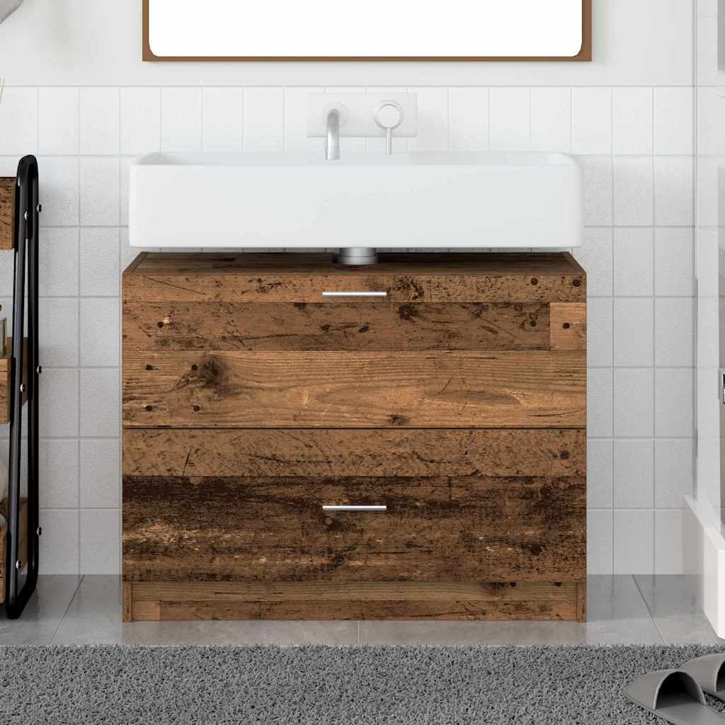 Baderomsskap med skuff Gamle tre 78 x 37 x 59 cm Konstruert tre