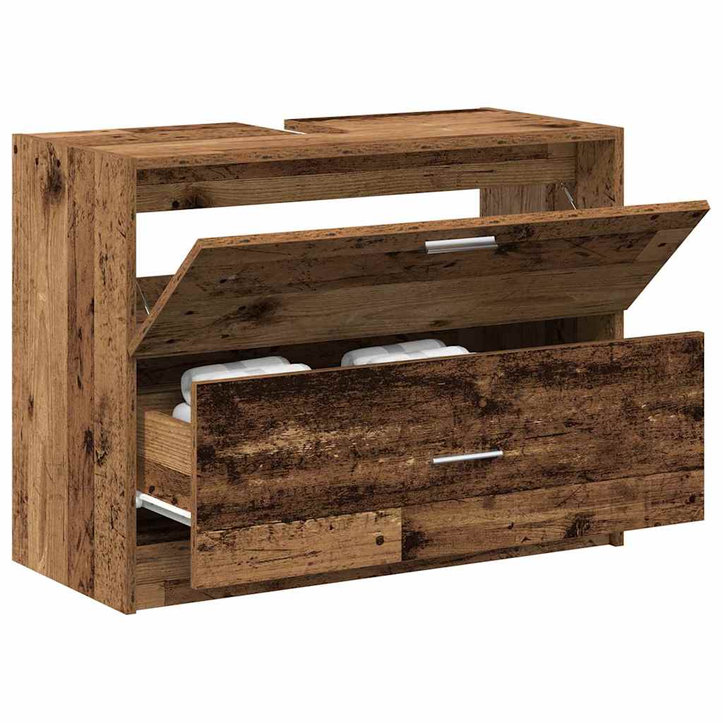 Baderomsskap med skuff Gamle tre 78 x 37 x 59 cm Konstruert tre
