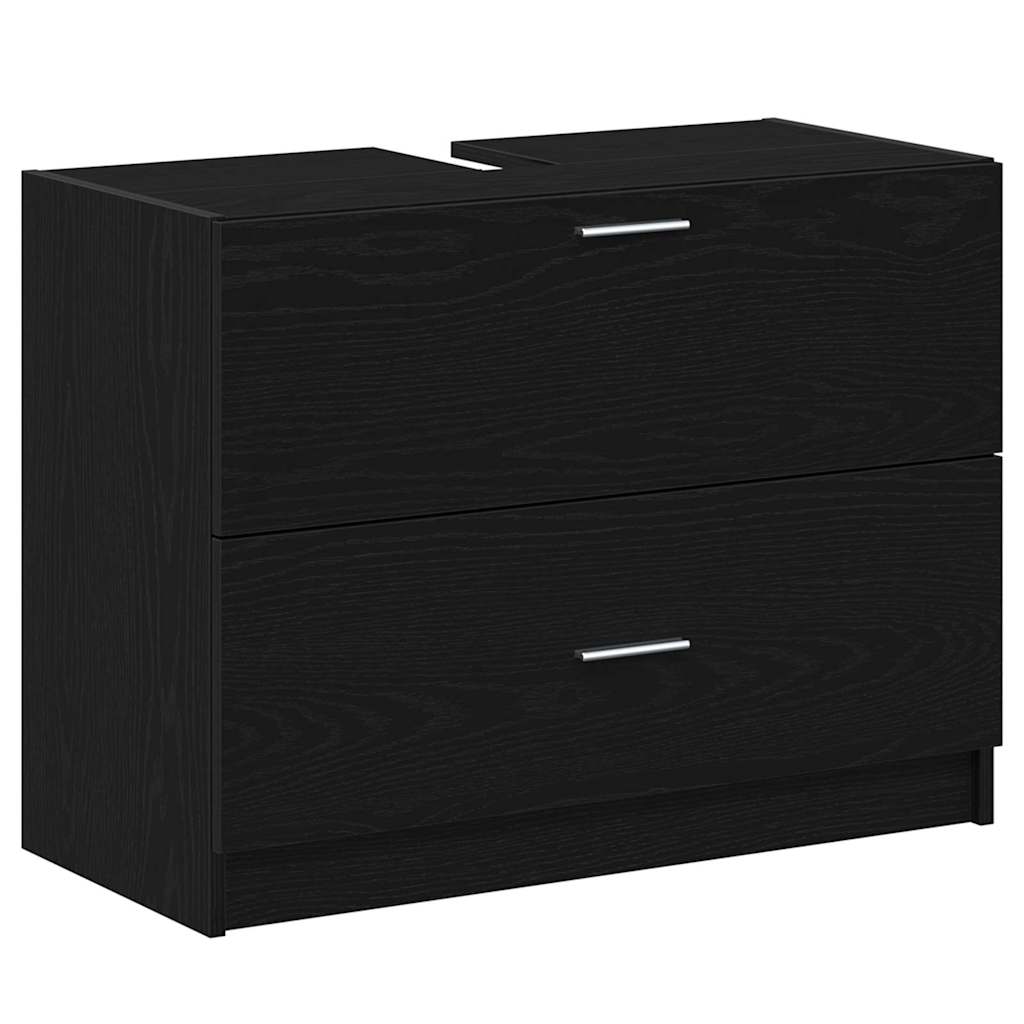 Baderomsskap med skuff Svart Eik 78 x 37 x 59 cm Konstruert tre