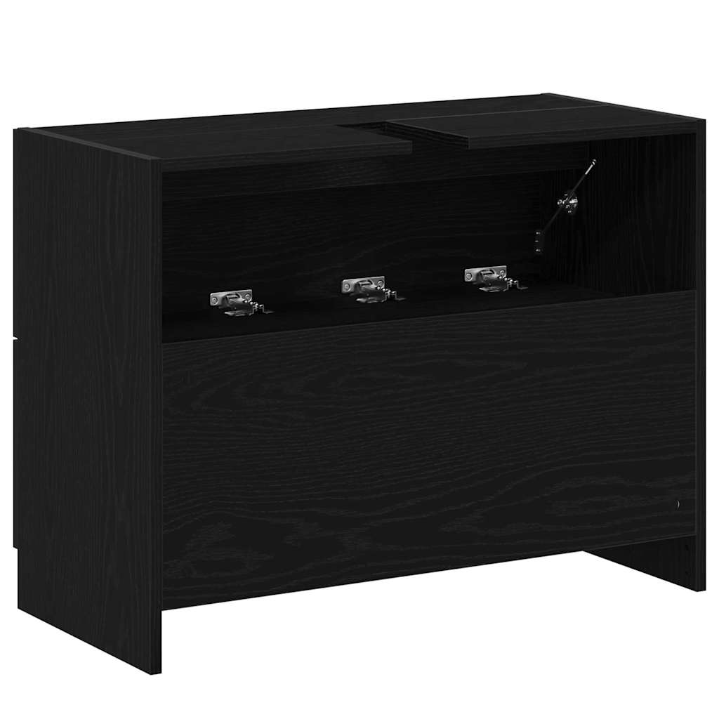 Baderomsskap med skuff Svart Eik 78 x 37 x 59 cm Konstruert tre