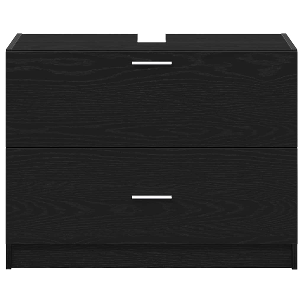 Baderomsskap med skuff Svart Eik 78 x 37 x 59 cm Konstruert tre