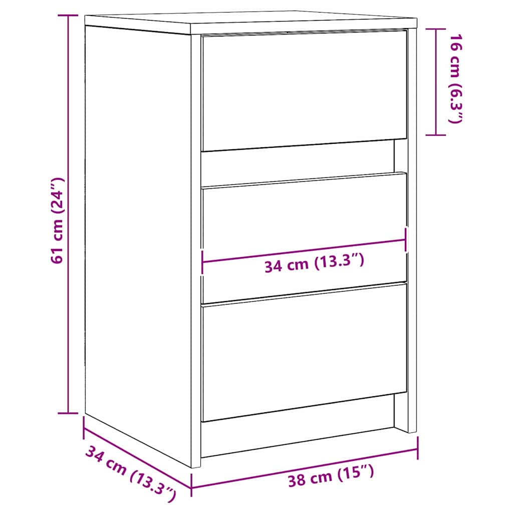 Nattbordskap med Gammelt tre 38 x 34 x 61 cm Konstruert tre