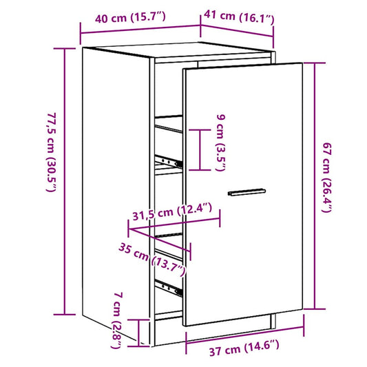 Apotekskap Svart eik 40 x 41 x 77.5 cm Konstruert tre