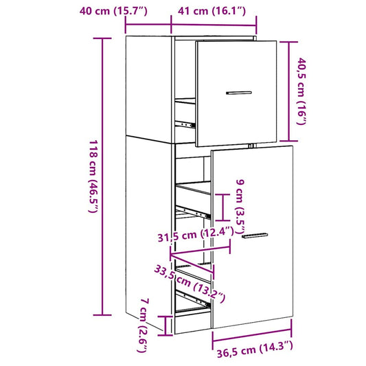Apotekskap Svart eik 40 x 41 x 118 cm Konstruert tre