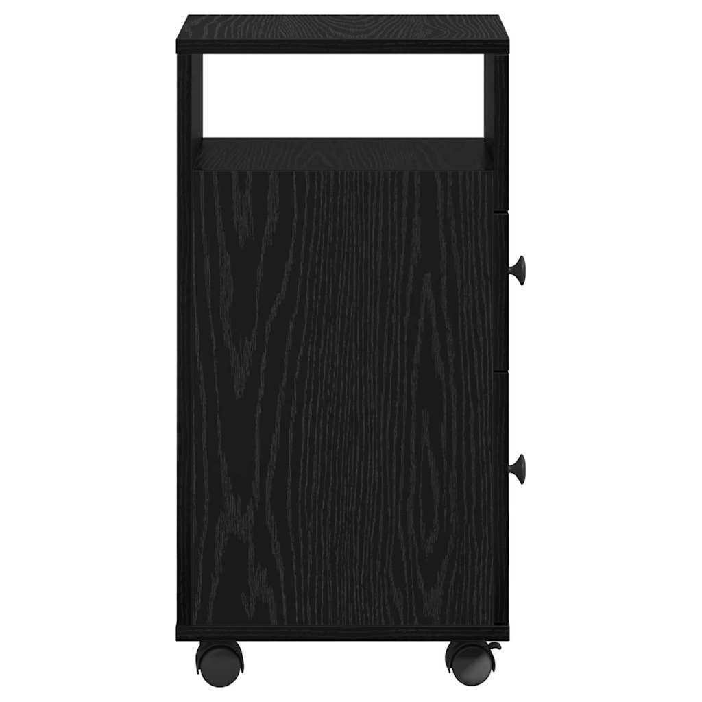 Baderomsinnredningssett med hjul Svart Eik 33 x 23 x 65 cm