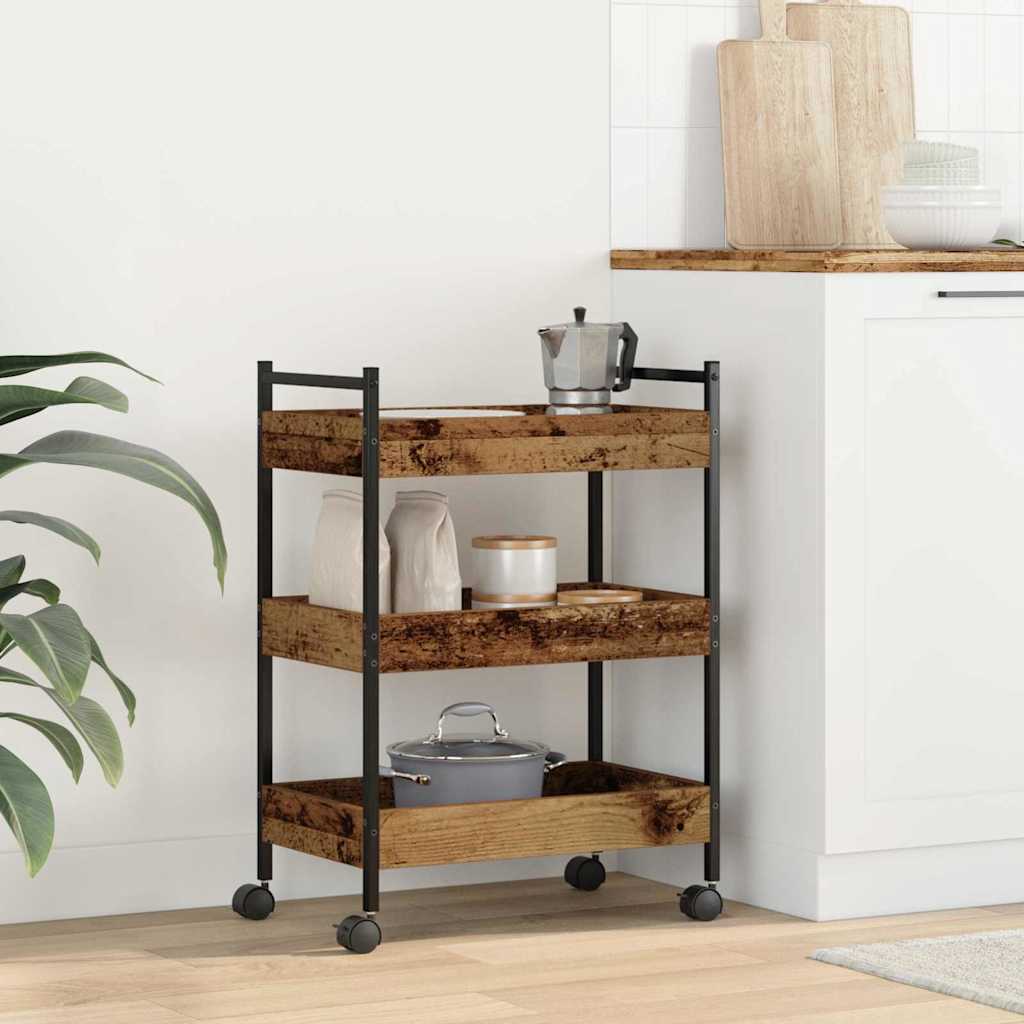 Kjøkkenvogn Gammelt tre 50 x 30 x 70 cm Konstruert tre