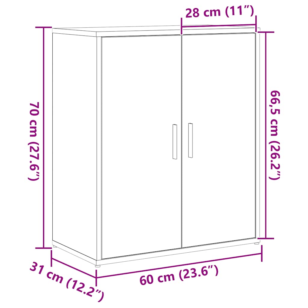 Skjenk svart eik 60x31x70 cm konstruert tre