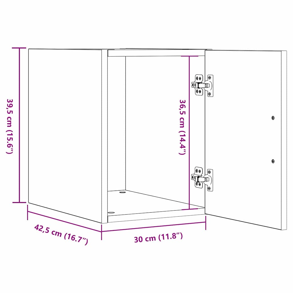 Veggskap Veggmontert Svart eik 30 x 42.5 x 40 cm Konstruert tre