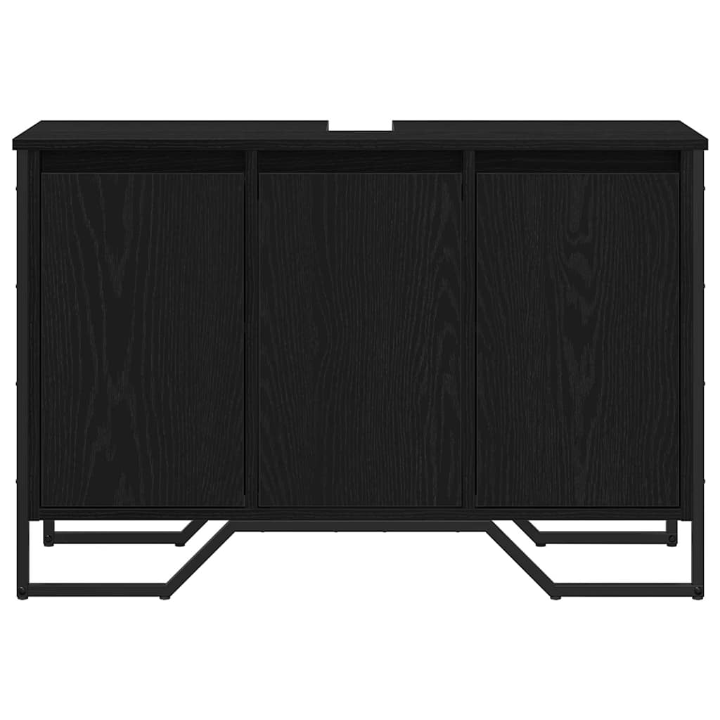 Baderomsvaskeskap Svart Eik 91 x 35 x 60 cm Konstruert tre