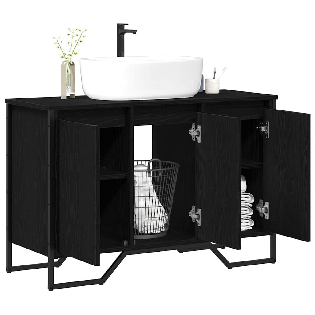 Baderomsvaskeskap Svart Eik 91 x 35 x 60 cm Konstruert tre