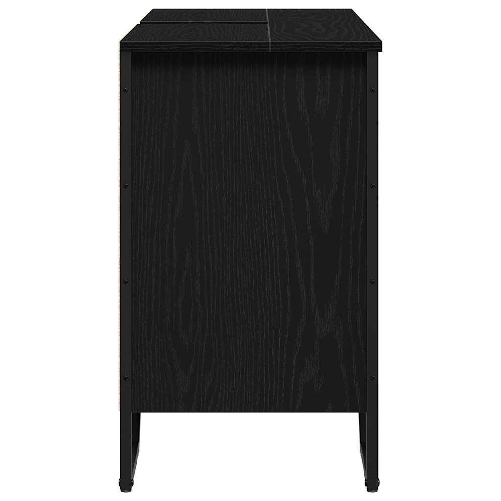 Baderomsvaskeskap Svart Eik 91 x 35 x 60 cm Konstruert tre