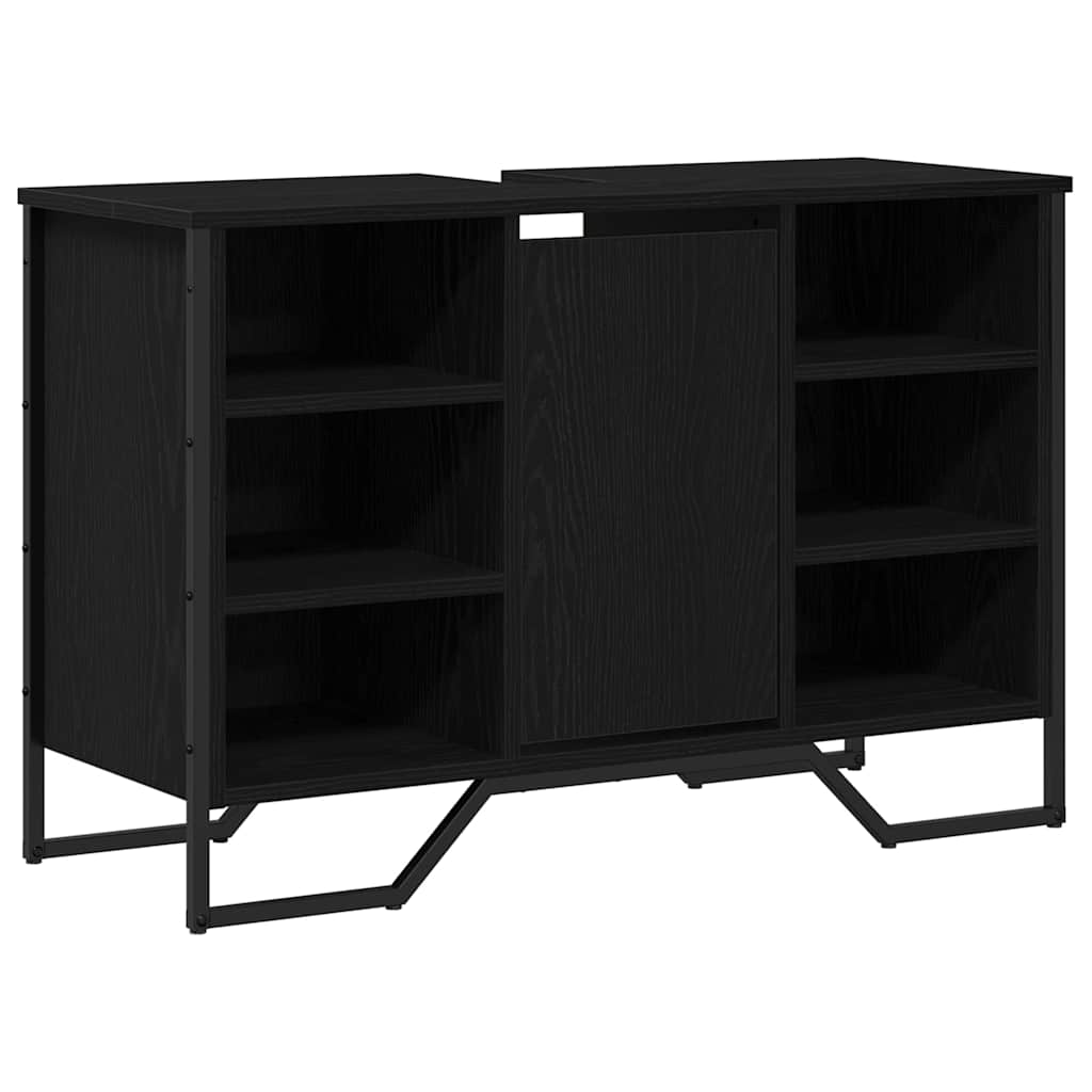 Baderomsvaskeskap Svart Eik 91 x 35 x 60 cm Konstruert tre