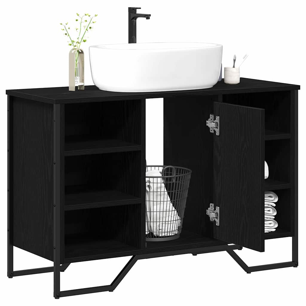 Baderomsvaskeskap Svart Eik 91 x 35 x 60 cm Konstruert tre