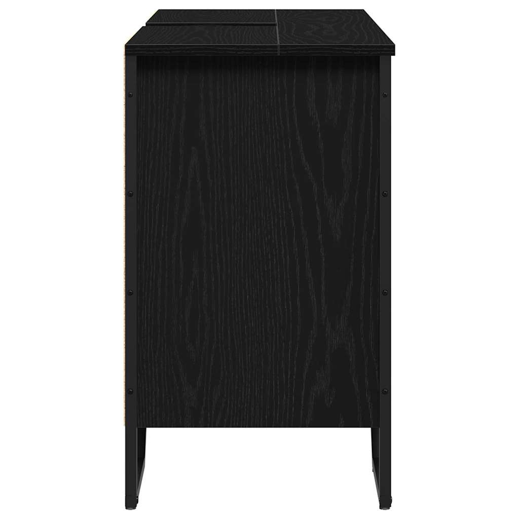 Baderomsvaskeskap Svart Eik 91 x 35 x 60 cm Konstruert tre