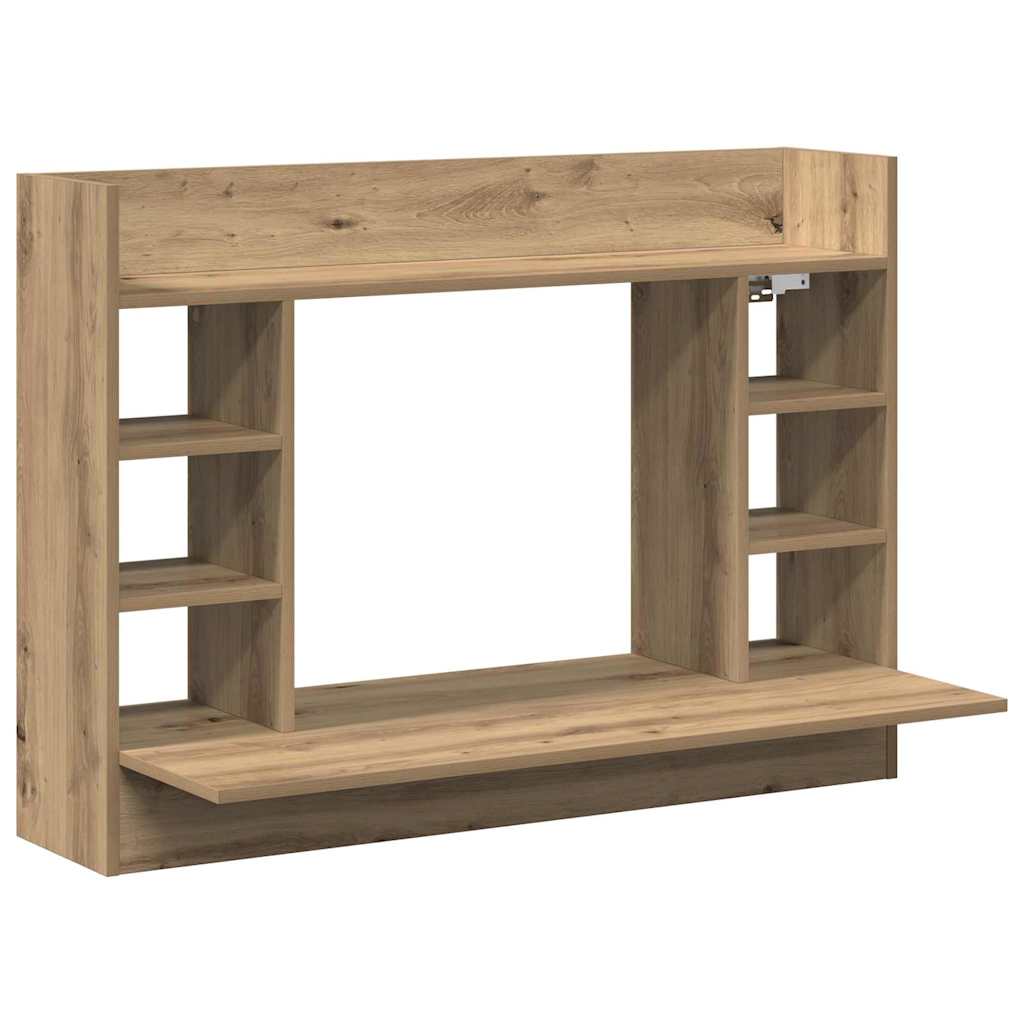 Veggmontert skrivebord med hylle artisan eik 105 x 48 x 75 cm