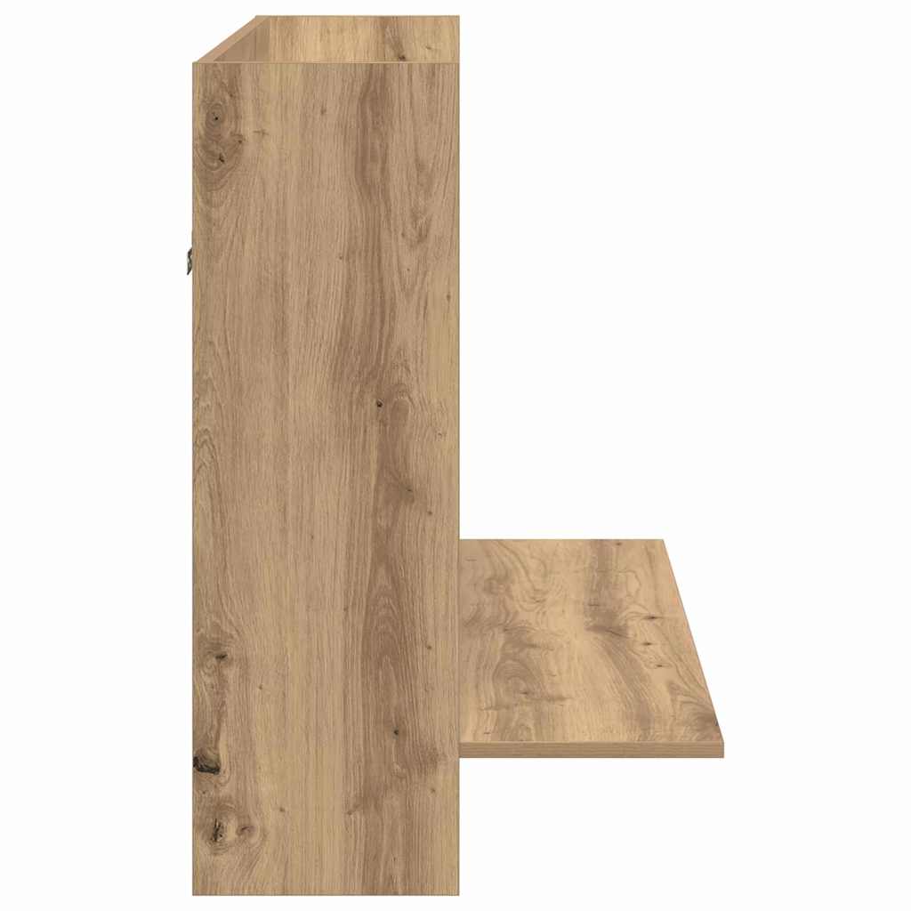 Veggmontert skrivebord med hylle artisan eik 105 x 48 x 75 cm