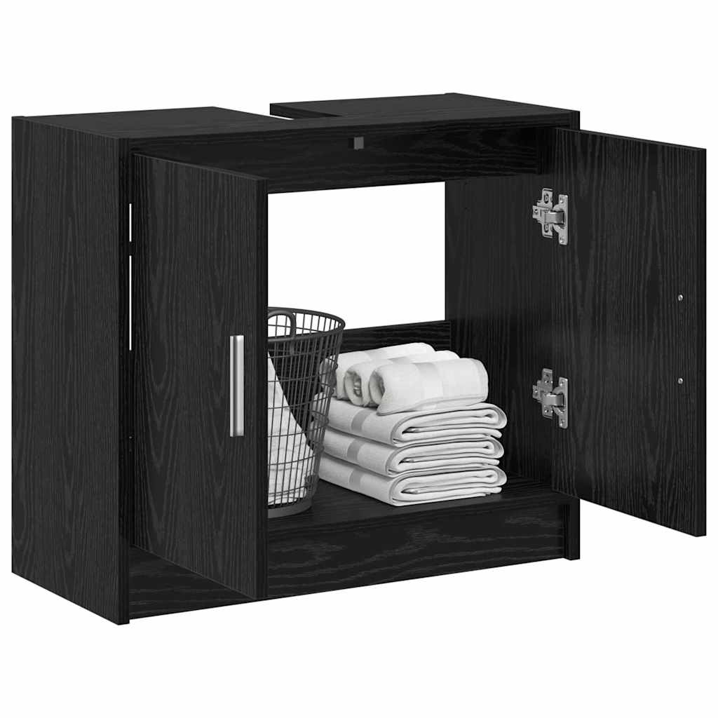 Baderomsskap med dør Svart Eik 63 x 29 x 55 cm Konstruert tre
